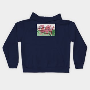 Tenby Town Houses With Welsh Flag Kids Hoodie